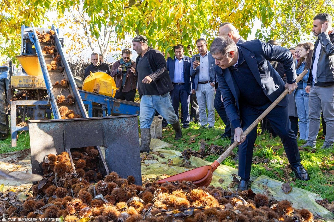 Başkan Tugay Beydağ'da kestane üreticileriyle buluştu