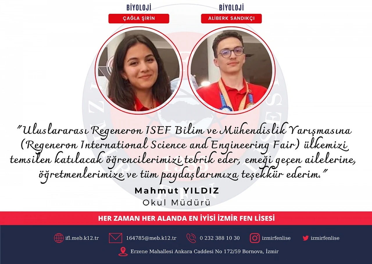 İzmir Fen Lisesi TÜBİTAK Bölge Finali'nde Birinci Oldu