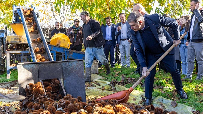 Başkan Tugay Beydağ'da kestane üreticileriyle buluştu