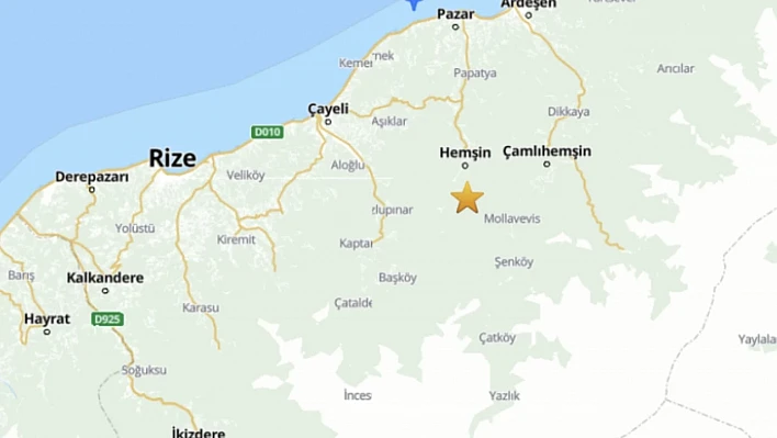 Rize'de 4.7 Şiddetinde Deprem