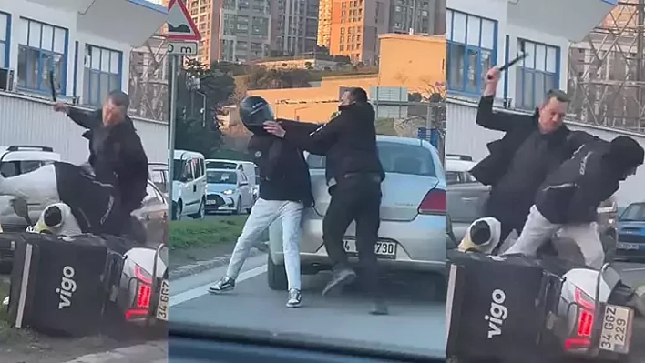 Tartıştığı kuryeyi copla dövdü!