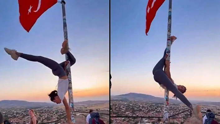 Türk bayrağı direğinde dans eden turiste soruşturma
